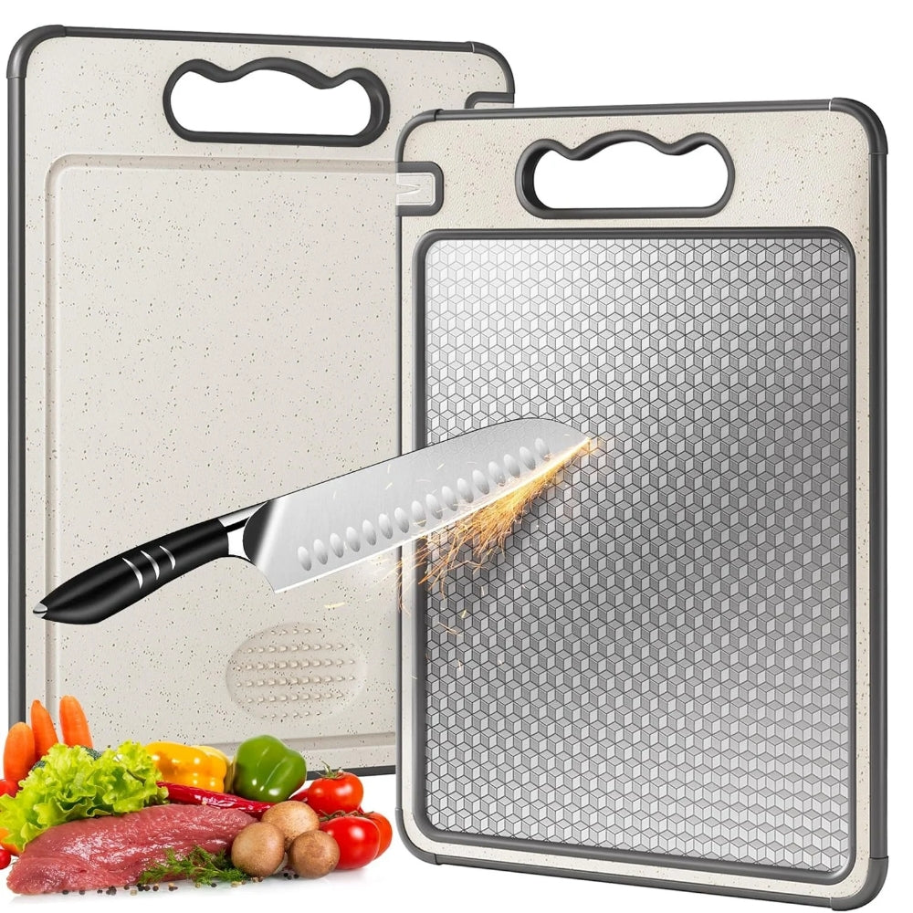 Double-Sided Stainless Steel Cutting Board with Silicone Edge Grip All Vera Mart