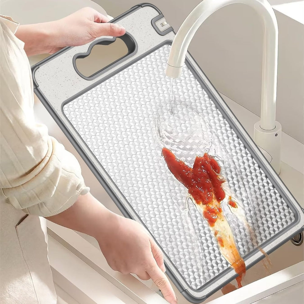 Double-Sided Stainless Steel Cutting Board with Silicone Edge Grip All Vera Mart