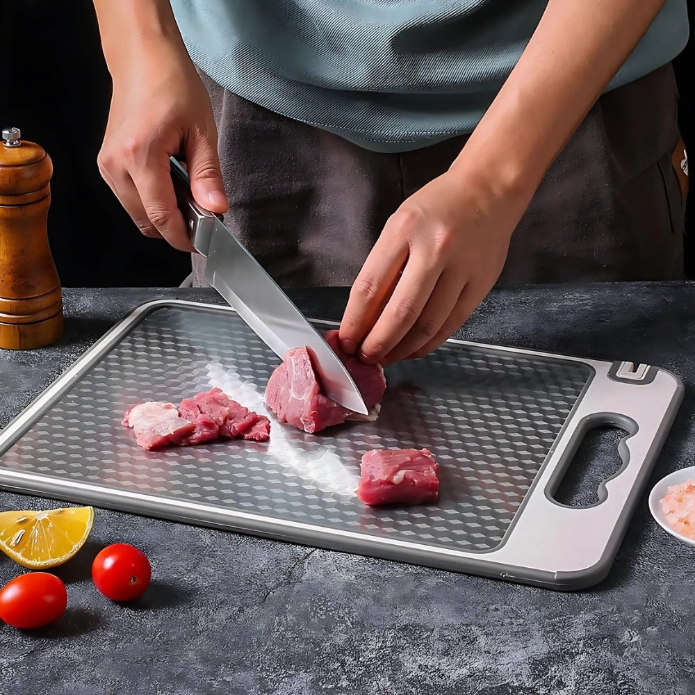 Double-Sided Stainless Steel Cutting Board with Silicone Edge Grip All Vera Mart