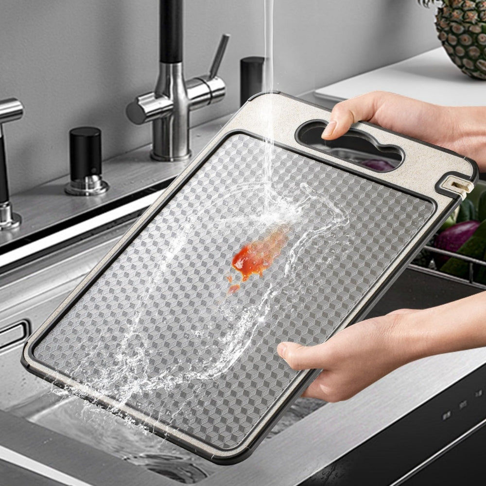 Double-Sided Stainless Steel Cutting Board with Silicone Edge Grip All Vera Mart