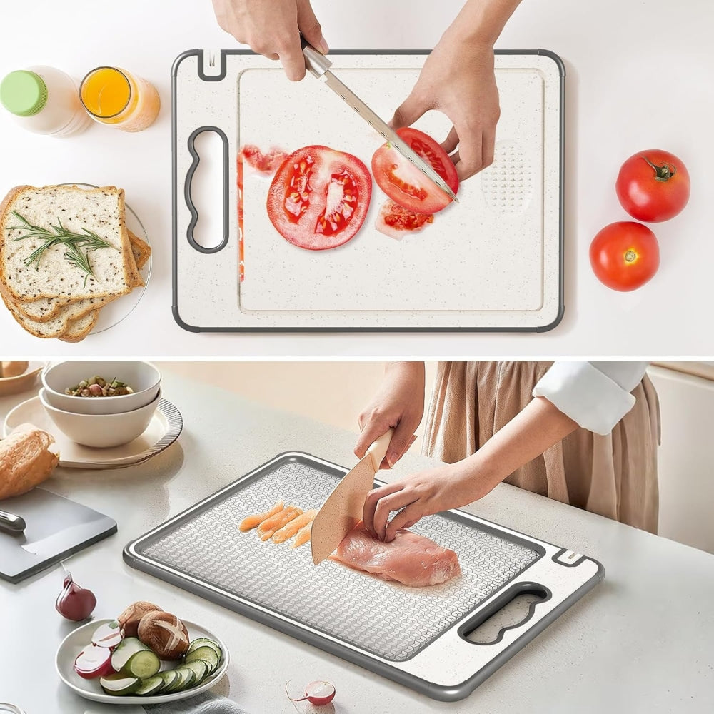 Double-Sided Stainless Steel Cutting Board with Silicone Edge Grip All Vera Mart
