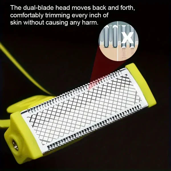 Rechargeable Body Groomer with Four Interchangeable Heads and Floating Blade, Wet and Dry Use All Vera Mart