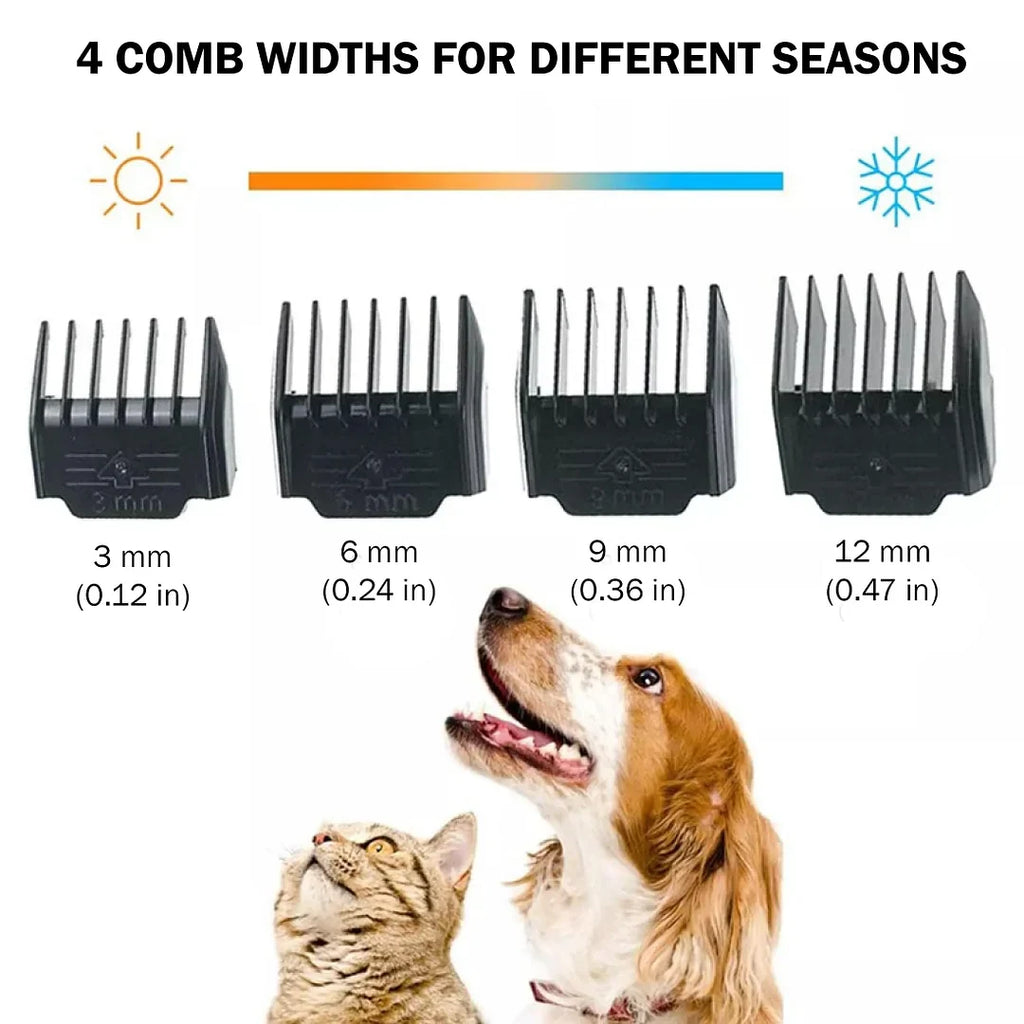 Rechargeable Pet Grooming Clipper with Ceramic Blade and 4 Guide Combs All Vera Mart