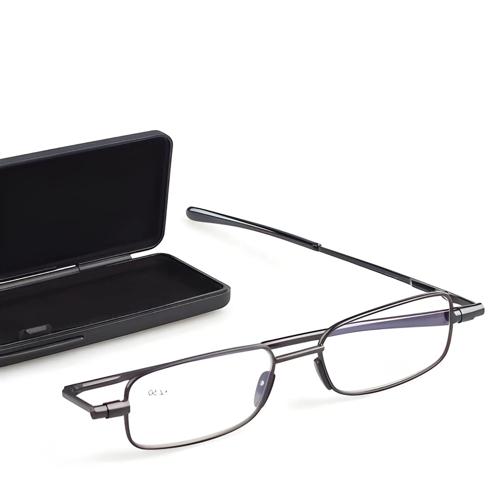 Folding Reading Glasses with Slim Case and Spring Hinge, Lightweight Steel Frame All Vera Mart