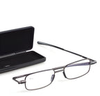 Folding Reading Glasses with Slim Case and Spring Hinge, Lightweight Steel Frame All Vera Mart