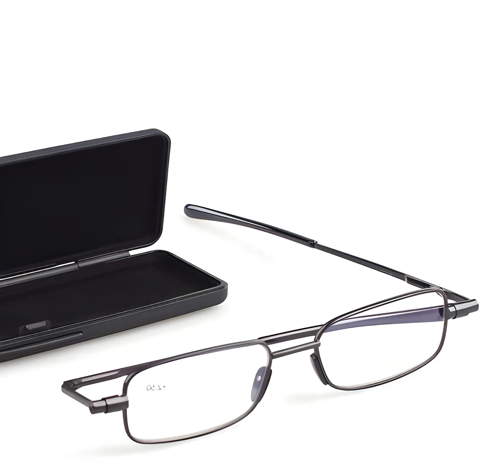 Folding Reading Glasses with Slim Case and Spring Hinge, Lightweight Steel Frame All Vera Mart