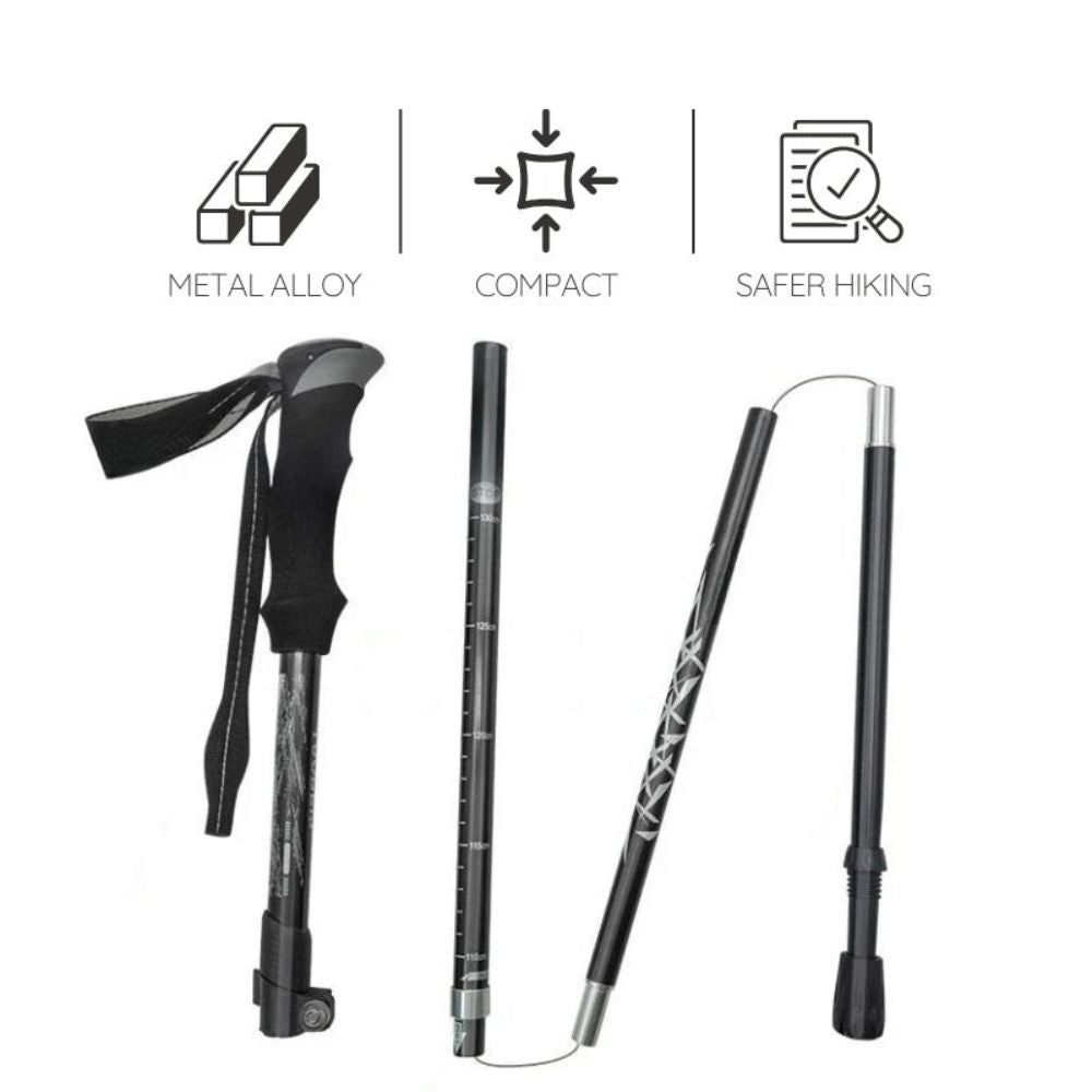 Folding Trekking Stick with Alloy Steel Frame and Non Slip Handle, 9oz All Vera Mart