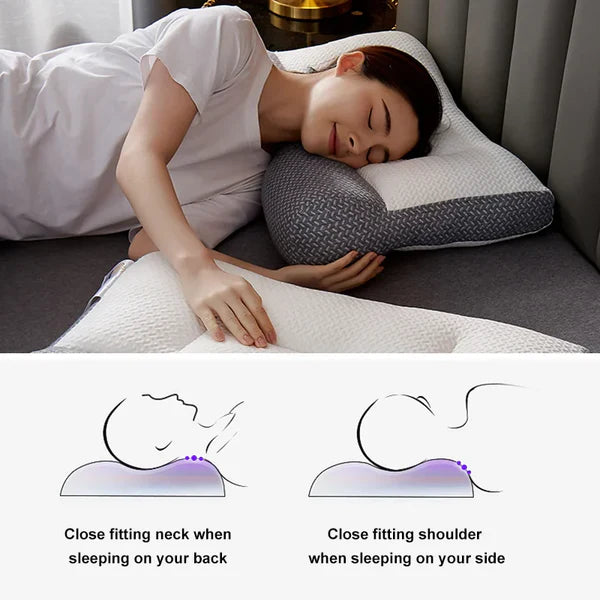 Contoured Neck Pillow with Memory Support and Ear Relief Cutouts, Machine Washable All Vera Mart