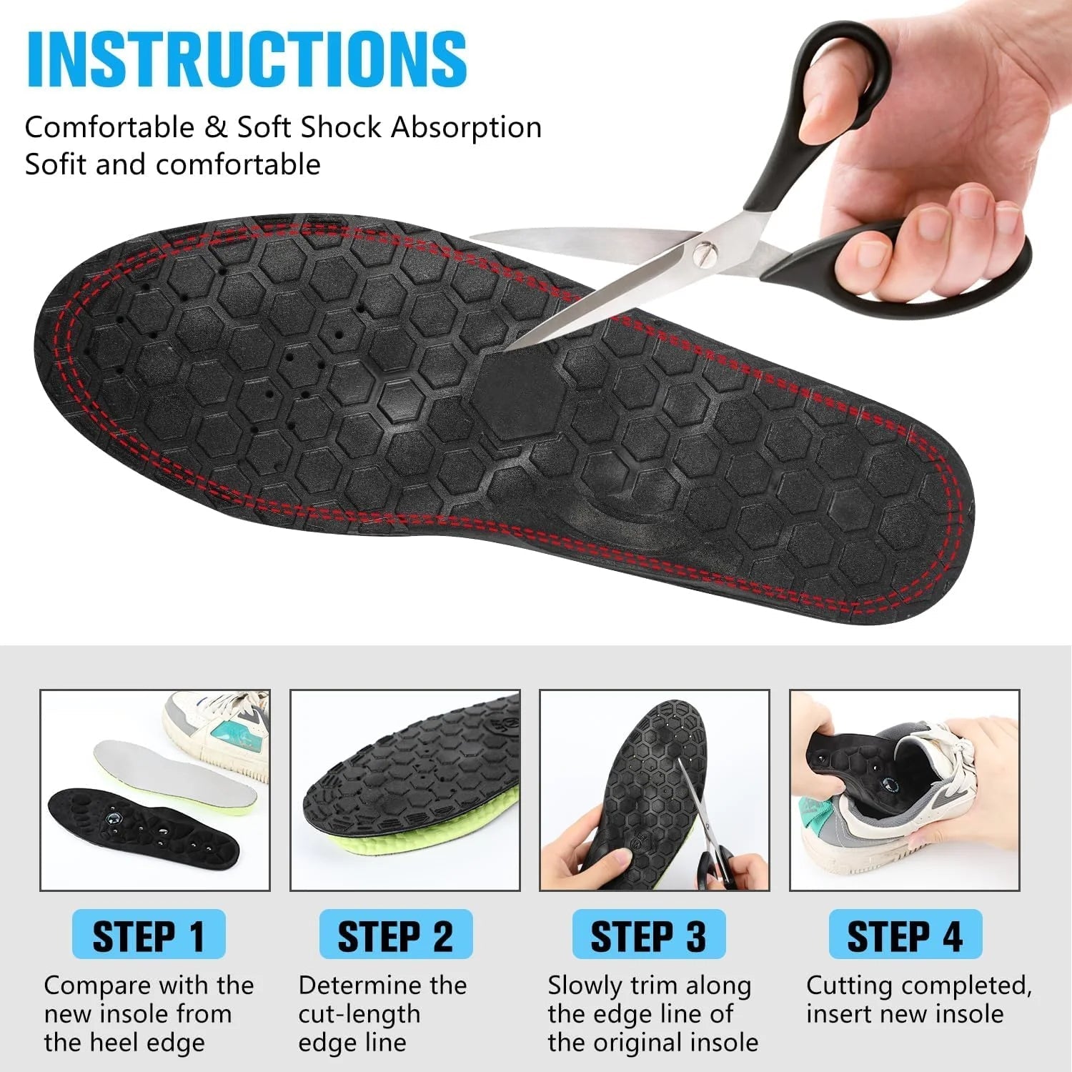 Magnetic Shoe Insoles with Raised Contact Points and Trim To Fit Design All Vera Mart