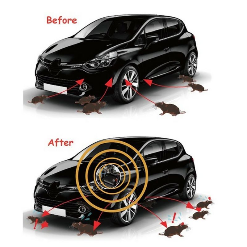 Ultrasonic Rodent Repeller with 12-45kHz Frequency and LED Battery Indicator for Vehicles All Vera Mart