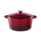 Cast Iron Dutch Oven with Lid and Even Heat Distribution, Red Ombre 2L All Vera Mart