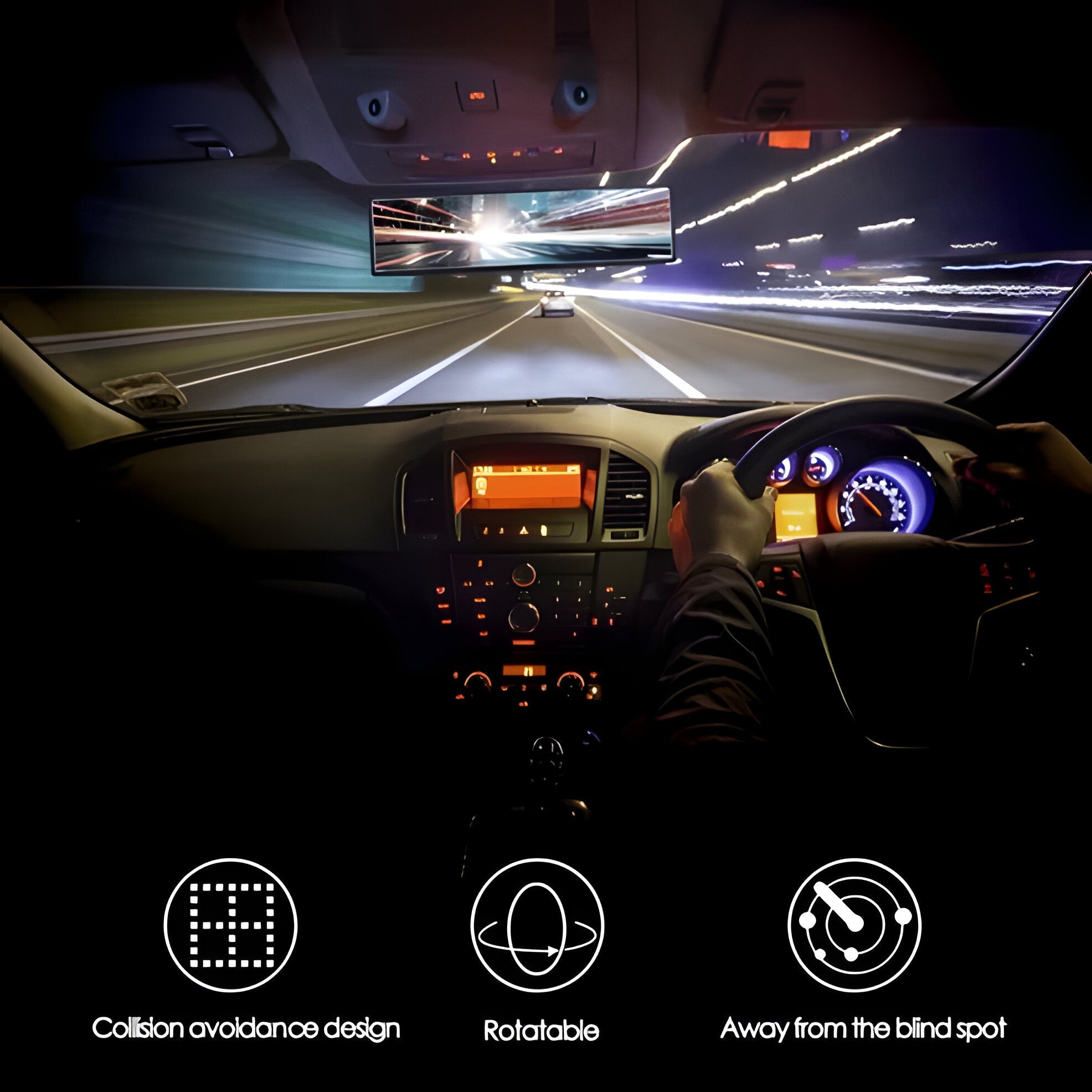Convex Rearview Mirror with Clip On Rubber Clamps and Wide Angle View All Vera Mart