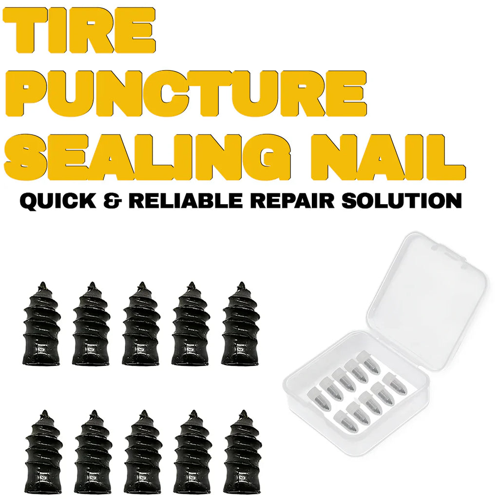 Emergency Tire Puncture Sealing Nails with Steel Core and Rubber Coating, 10 Pack All Vera Mart
