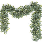 Faux Eucalyptus Garland with Silk Leaves and Bendable Stems, 70.8 Inches All Vera Mart