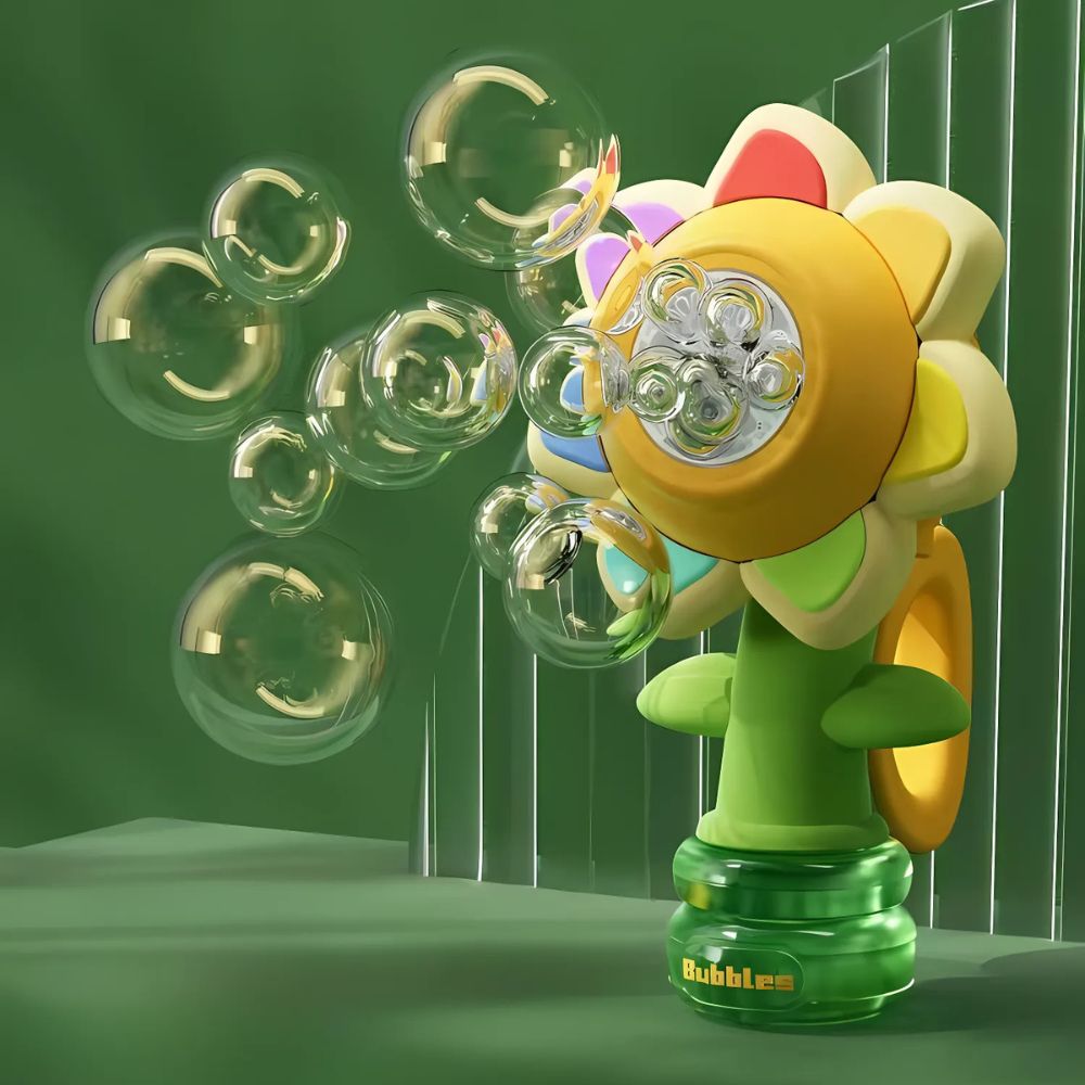 Automatic Bubble Machine with Rotating Flower Head and 7-Color LED Lights All Vera Mart