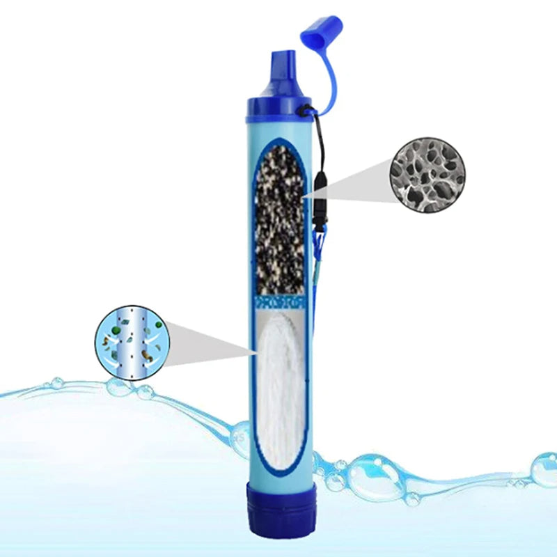 Water Filter Straw with Four-Stage Filtration and Lanyard for Hiking All Vera Mart