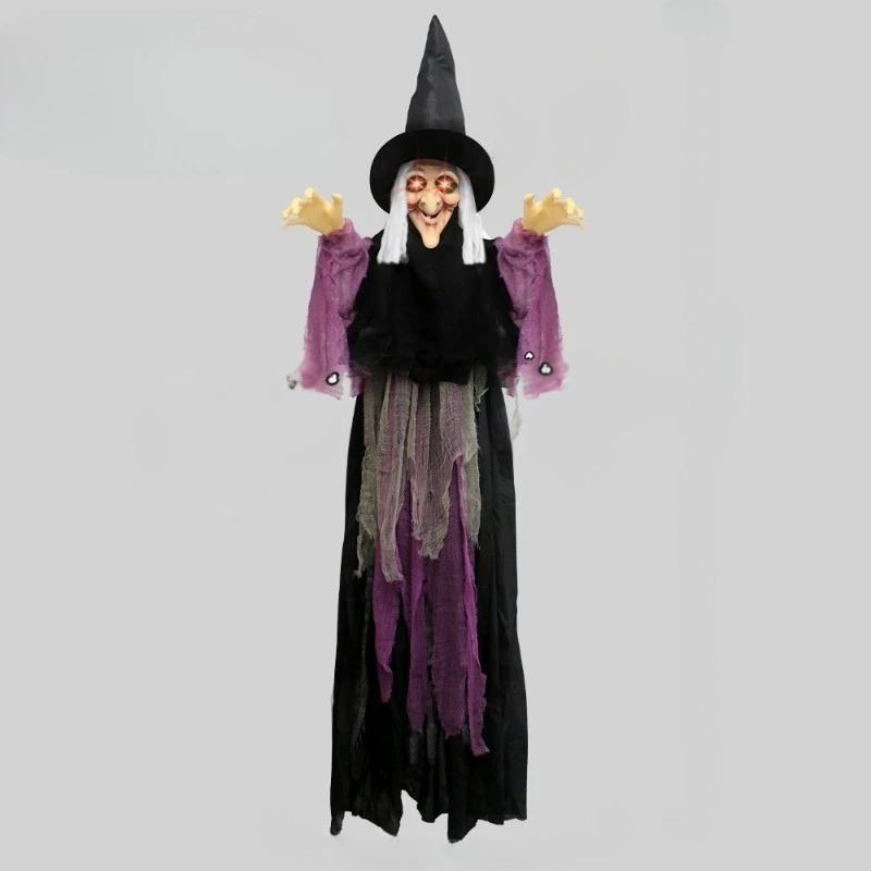 71 Inch Animated Witch with Motion Sensors and Glowing Red Eyes All Vera Mart