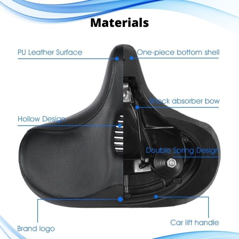 Oversized Bike Saddle with Dual Spring Suspension and Ventilation Channels All Vera Mart