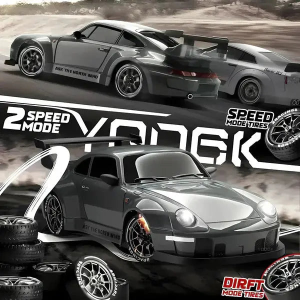 RC Drift Car with Four-Wheel Drive and LED Lights, Rechargeable Battery Included All Vera Mart