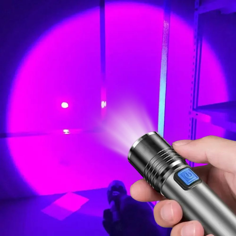 UV Flashlight with Telescopic Zoom and Three Light Modes, 395nm Wavelength All Vera Mart