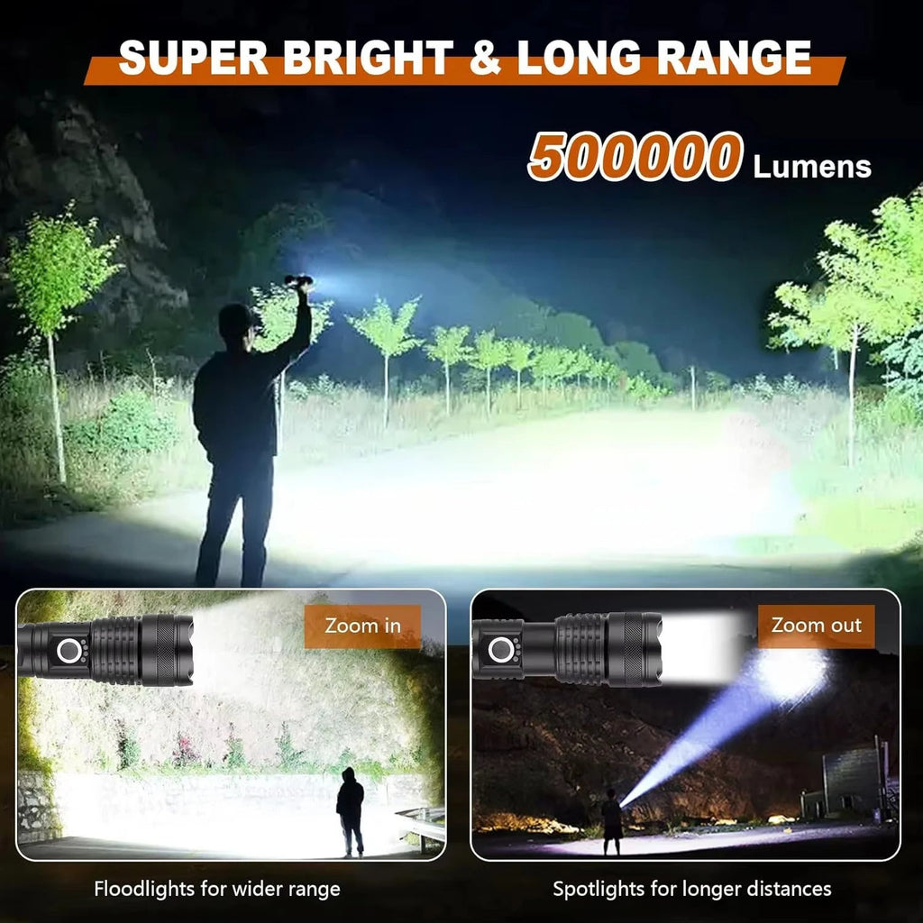 Rechargeable Flashlight with Adjustable Focus Beam and Five Lighting Modes, IPX6 Waterproof All Vera Mart