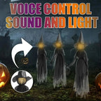 Glowing Witch Figures with Sound Sensor and Flickering Lights, 59in Tall Set of 3 All Vera Mart