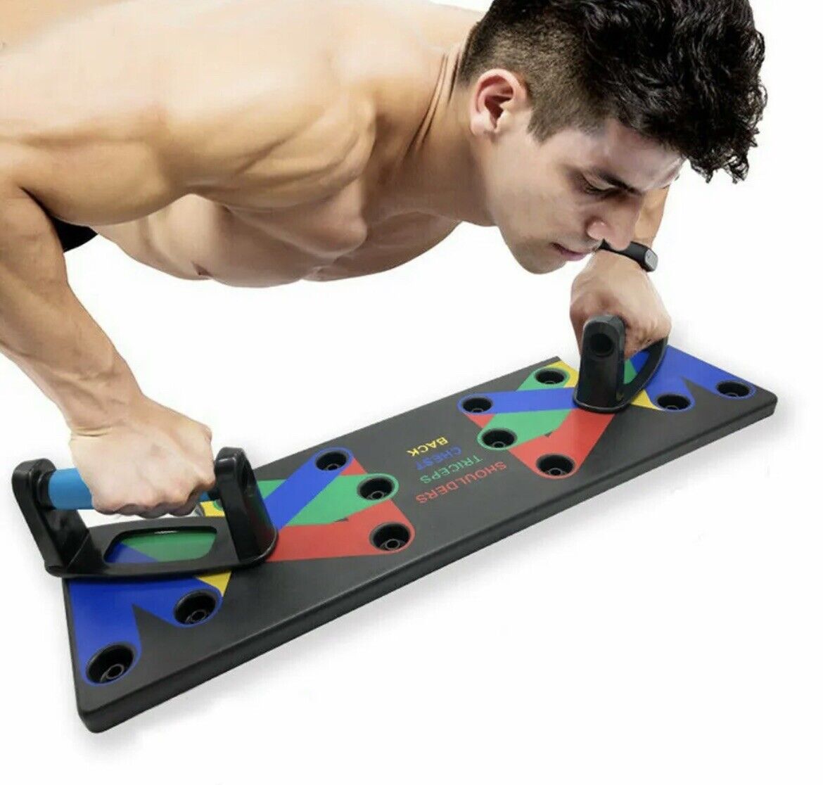 Adjustable Pushup Board with Non Slip Grips and Padded Elbow Supports All Vera Mart