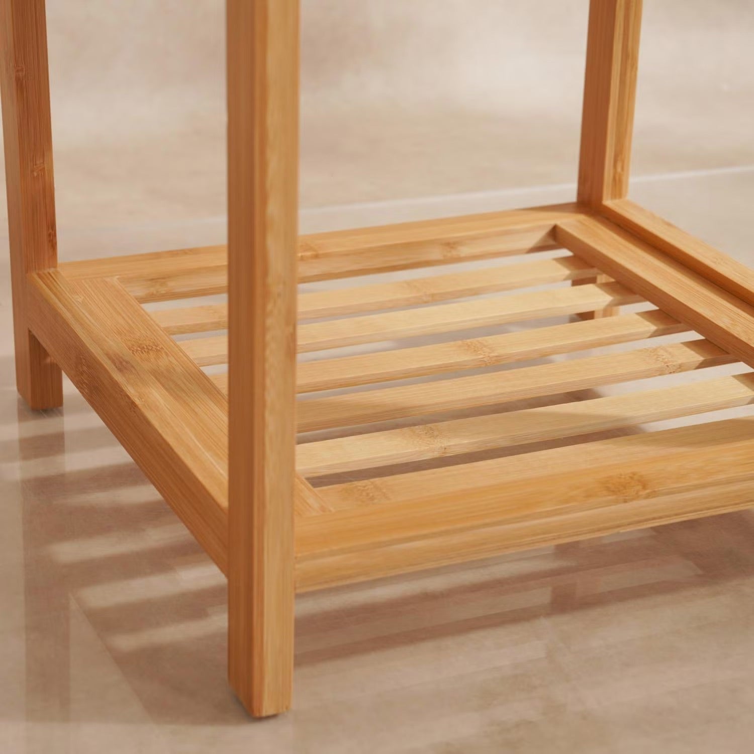 Bamboo Bathroom Shelf Organizer with Three Open Tiers and Natural Wood Finish All Vera Mart