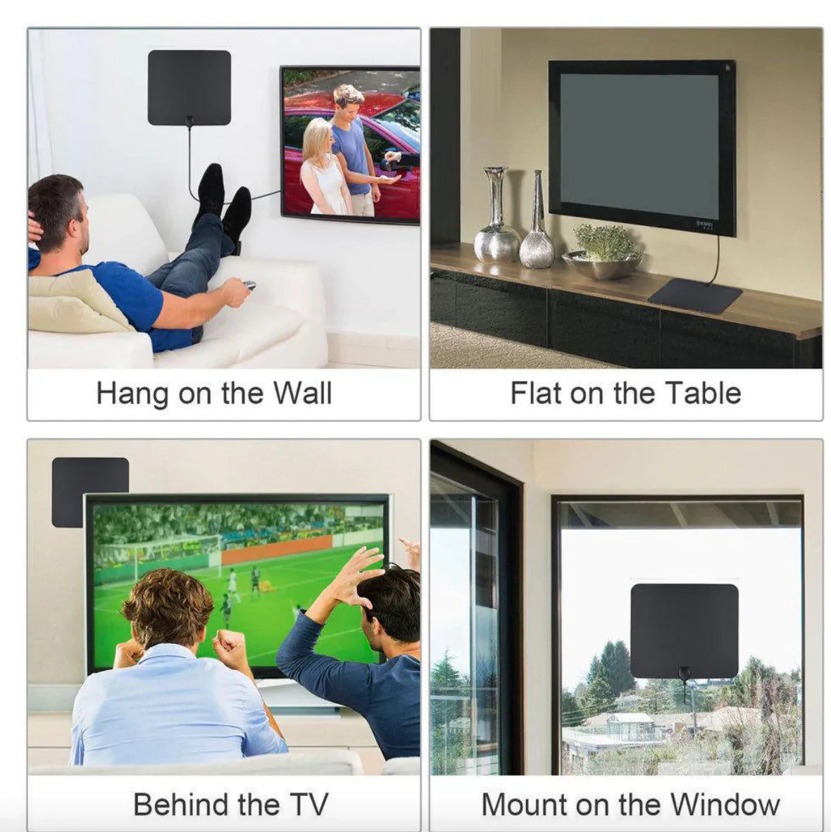 Indoor HDTV Antenna with 300 Mile Range and Signal Amplifier, 10ft Cable All Vera Mart