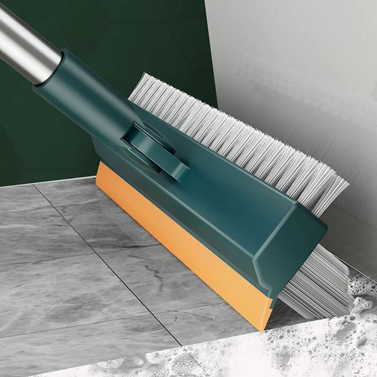 Extended Handle Floor Brush with Rotating Head and Built-In Scraper All Vera Mart