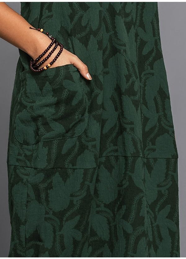 Loose Fit Midi Dress with Floral Print and Side Pockets, Long Sleeves All Vera Mart