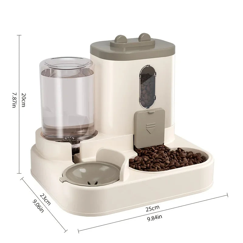 Automatic Pet Feeder with Gravity Refill System and Siphon Water Control All Vera Mart