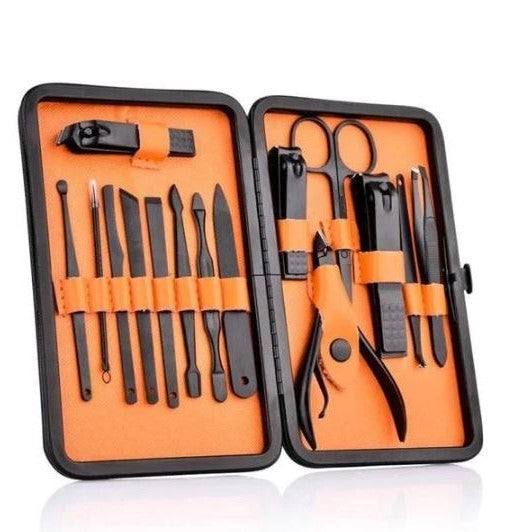 Manicure Pedicure Set with Stainless Steel Tools and Travel Case, 15 Pieces All Vera Mart