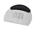 Stainless Steel Dough Scraper with Etched Measurement Markings and Handle