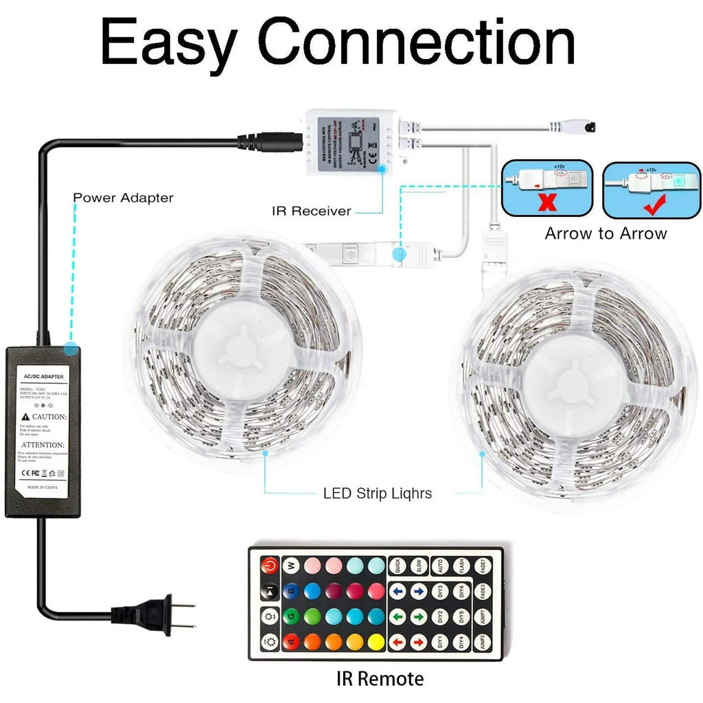 RGB LED Strip Light 32.8ft with 44 Button Remote and 16 Color Modes All Vera Mart