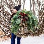 Christmas Wreath with Vine Base and Pinecone Accents, 17-Inch Handcrafted Rustic Design All Vera Mart