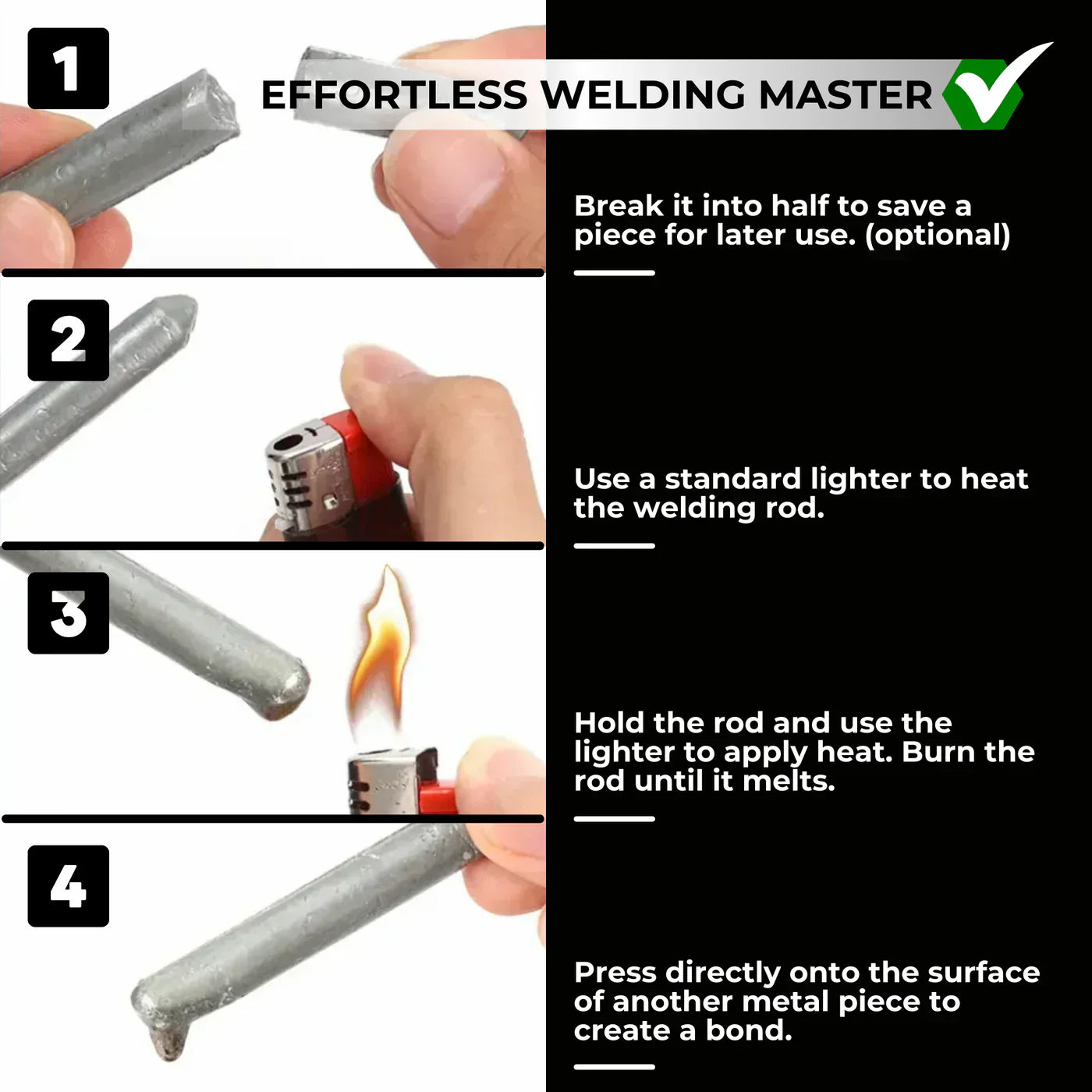 Metal Repair Rod for Aluminum and Stainless Steel with Low Temperature Activation, 100mm All Vera Mart