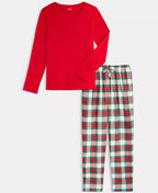 Women's Flannel Pajama Set with Plaid Print and Side Pockets, Adjustable Drawstring All Vera Mart