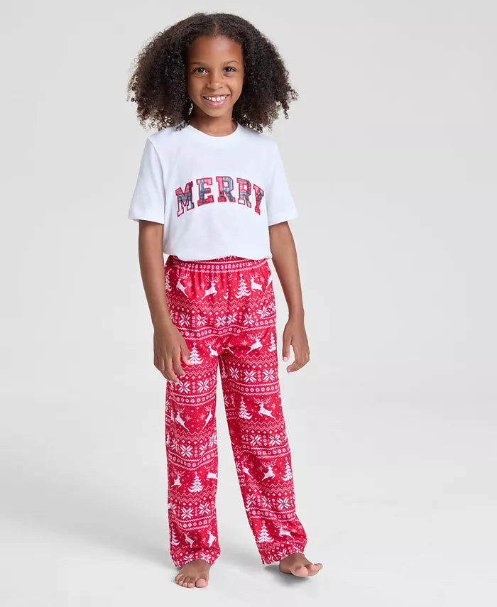 Kids Holiday Pajama Pants with Elastic Waistband and Full Ankle Coverage All Vera Mart