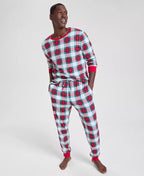 Long Sleeve Plaid Pajama Set with Adjustable Drawstring Waist and Side Pockets All Vera Mart