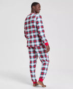 Long Sleeve Plaid Pajama Set with Adjustable Drawstring Waist and Side Pockets All Vera Mart