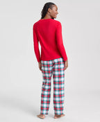 Women's Flannel Pajama Set with Plaid Print and Side Pockets, Adjustable Drawstring All Vera Mart