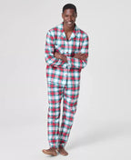 Plaid Pajama Set with Buttoned Top and Drawstring Pants, Side Pockets All Vera Mart