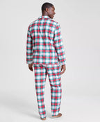Plaid Pajama Set with Buttoned Top and Drawstring Pants, Side Pockets All Vera Mart