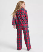 Plaid Pajama Set with Button-Front Shirt and Elastic Waist Pants for Kids All Vera Mart