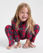 Plaid Pajama Set with Button-Front Shirt and Elastic Waist Pants for Kids All Vera Mart