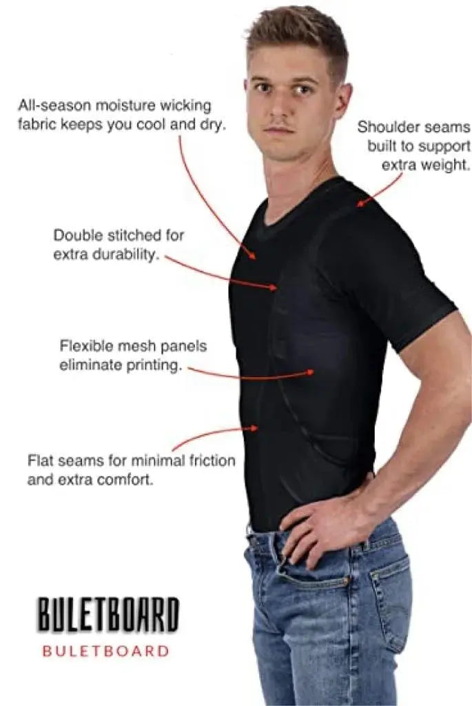Concealed Carry Shirt with Ambidextrous Holsters and Compression Fit, Breathable Mesh Fabric All Vera Mart
