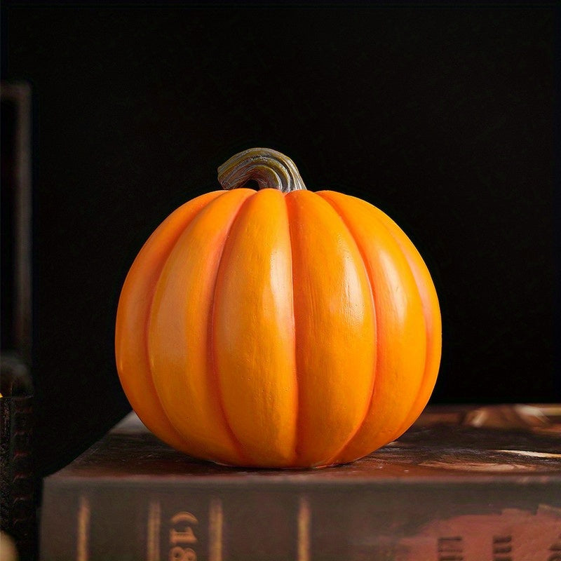 Carved Pumpkin Ornament with Skull Detail for Halloween Decoration All Vera Mart