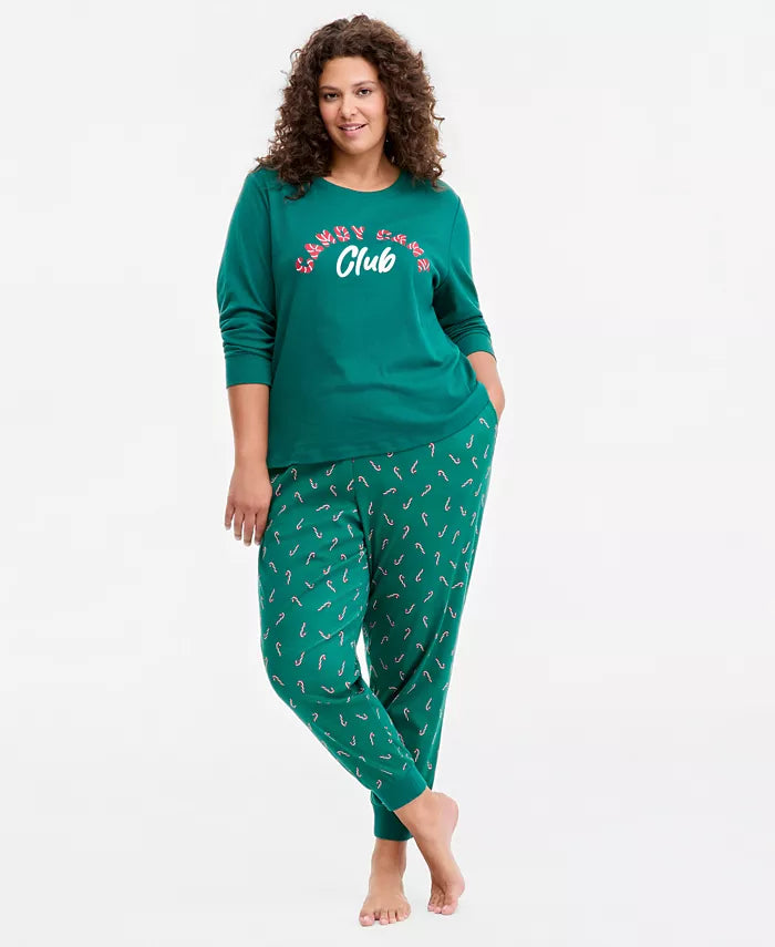 Women's Holiday Pajama Set with Long Sleeves and Side Pockets, Natural Fiber All Vera Mart
