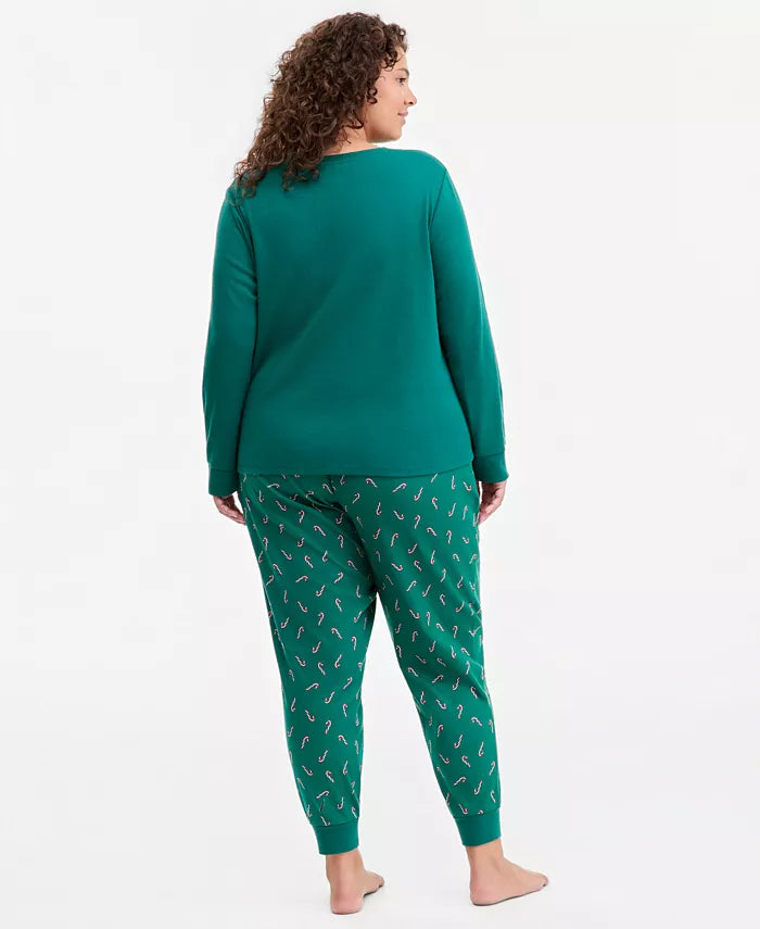 Women's Holiday Pajama Set with Long Sleeves and Side Pockets, Natural Fiber All Vera Mart